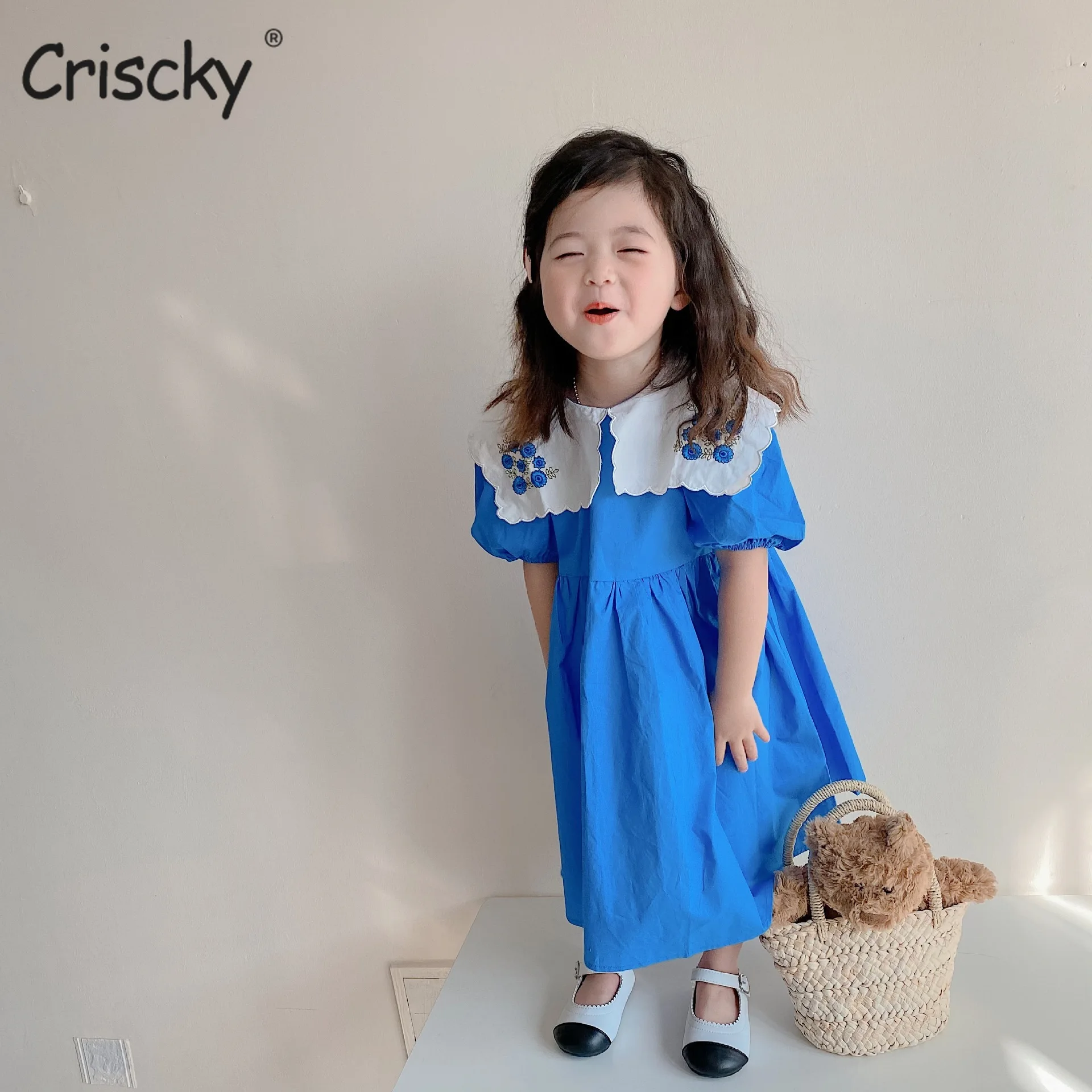 Criscky Spring Toddler Girls Long Dress Cotton Blue Short Sleeve Children Dress Embroidery Kids Dresses for Girls Clothing
Criscky Spring Toddler Girls Long Dress Cotton Blue Short Sleeve Children Dress Embroidery Kids Dresses for Girls Clothing