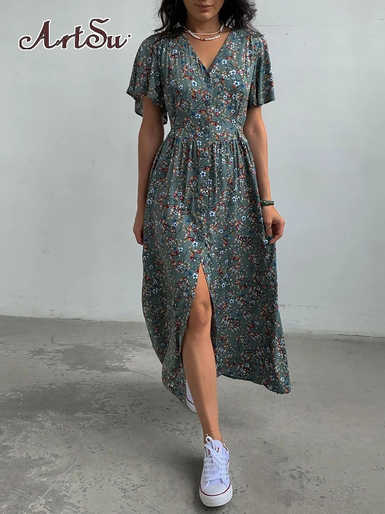 Artsu2022 Summer Sweat Floral Dress for Women Fashion Outfits Short Sleeve Maxi Dresses Beachwear Holiday Clothes
Artsu2022 Summer Sweat Floral Dress for Women Fashion Outfits Short Sleeve Maxi Dresses Beachwear Holiday Clothes