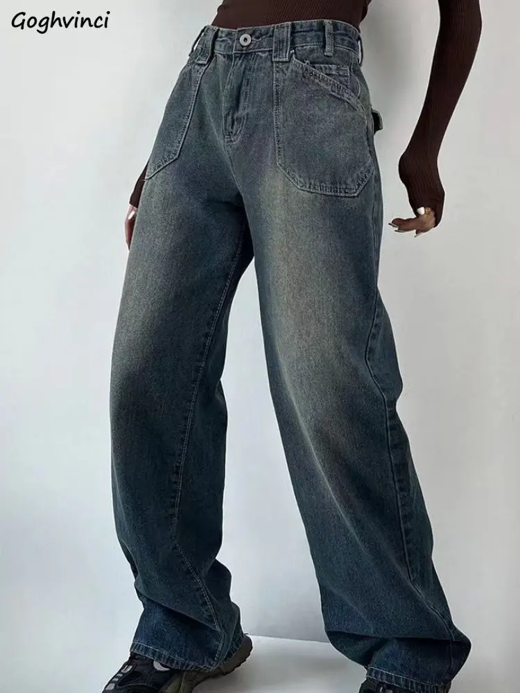 High Waist Wide Leg Jeans Women Loose Leisure Pockets Vintage American Style Streetwear Distressed Simple Long Trousers Fashion
High Waist Wide Leg Jeans Women Loose Leisure Pockets Vintage American Style Streetwear Distressed Simple Long Trousers Fashion