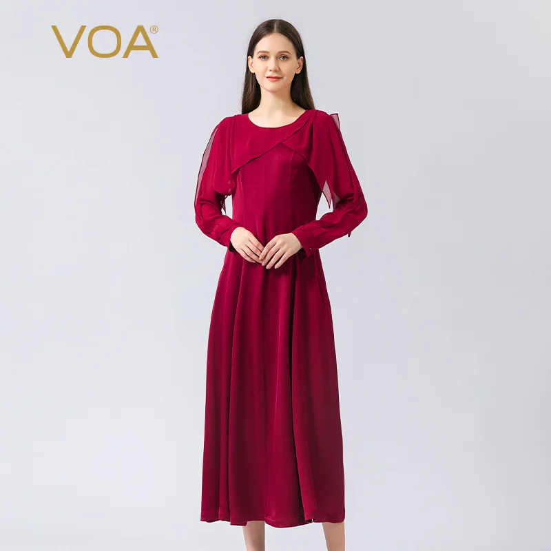 VOA Elegant Asymmetric Ruffles Silk Lava Falls Red Vestidos O-Neck Woman Party Dress Autumn Long Sleeves Banquet Dresses AE1196
VOA Elegant Asymmetric Ruffles Silk Lava Falls Red Vestidos O-Neck Woman Party Dress Autumn Long Sleeves Banquet Dresses AE1196