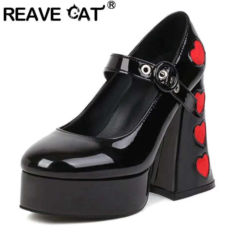 Женские лакированные туфли-лодочки REAVE CAT, праздничные туфли на платформе 12 см с круглым носком и ремешком с пряжкой в форме сердца, черные и ...
Женские лакированные туфли-лодочки REAVE CAT, праздничные туфли на платформе 12 см с круглым носком и ремешком с пряжкой в форме сердца, черные и ...