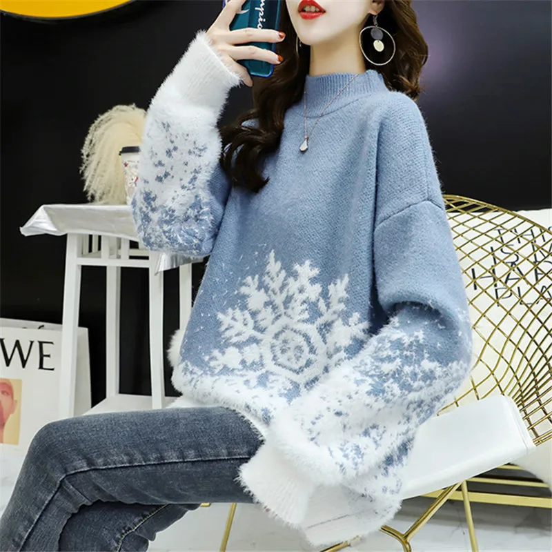 Snowflake Embroidery Knitted Pullover Sweater Women Tops Autumn Winter Thick 4 Color Half Turtleneck Long Sleeve Knitwear Female
Snowflake Embroidery Knitted Pullover Sweater Women Tops Autumn Winter Thick 4 Color Half Turtleneck Long Sleeve Knitwear Female