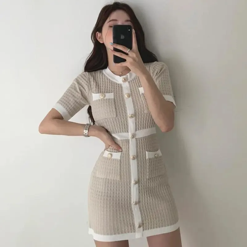 Korean Summer Button Knitted Sweater Dress Women Elegant Bodycon Mini Vestido Club Sexy Party Clothing Robes Clothes 2022 New
Korean Summer Button Knitted Sweater Dress Women Elegant Bodycon Mini Vestido Club Sexy Party Clothing Robes Clothes 2022 New