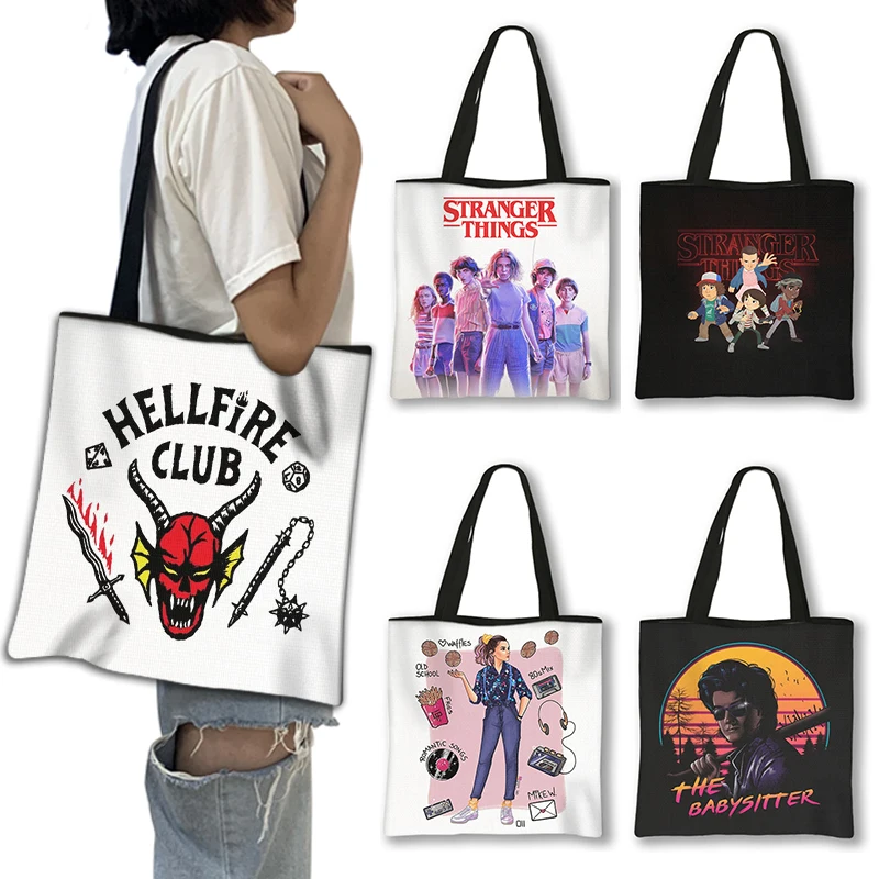 Hellfire Club Stranger Things 4 Printing Shoulder Bag Women Harajuku Shopping Bags Canvas Female Eco Large-capacity Handbag Gift
Hellfire Club Stranger Things 4 Printing Shoulder Bag Women Harajuku Shopping Bags Canvas Female Eco Large-capacity Handbag Gift