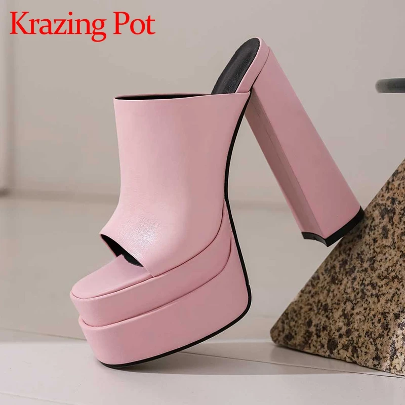 Krazing pot big size cow leather peep toe super high heels platform European style young lady mature fashion women sandals L8f2 
Krazing pot big size cow leather peep toe super high heels platform European style young lady mature fashion women sandals L8f2