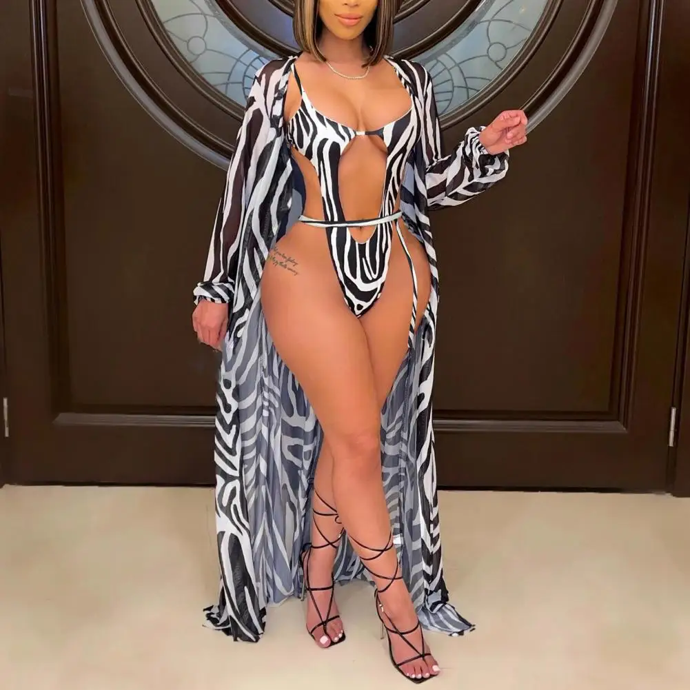 2Pcs/Set Sunscreen Backless Wrap Around Strap Women Monokini Coat Striped Halter Bodysuit Swimsuit Long Sleeve Cover Up
2Pcs/Set Sunscreen Backless Wrap Around Strap Women Monokini Coat Striped Halter Bodysuit Swimsuit Long Sleeve Cover Up