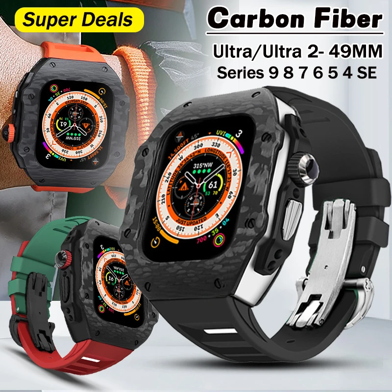 Carbon Fiber Luxury Modification Kit For Apple Watch Case Ultra Ultra 2 49mm For iWatch 9 8 7 6 5 4 SE 45mm 44mm Rubber Band
Carbon Fiber Luxury Modification Kit For Apple Watch Case Ultra Ultra 2 49mm For iWatch 9 8 7 6 5 4 SE 45mm 44mm Rubber Band