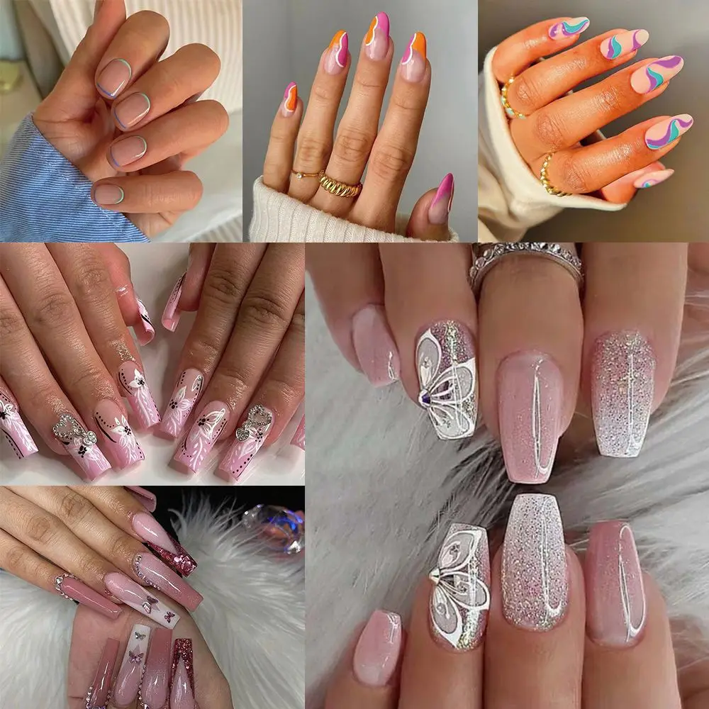24pcs Short Almond Coloful Wavy Long Coffin Pink Butterfly Full Cover False Nail Elegant Fake Nail
24pcs Short Almond Coloful Wavy Long Coffin Pink Butterfly Full Cover False Nail Elegant Fake Nail