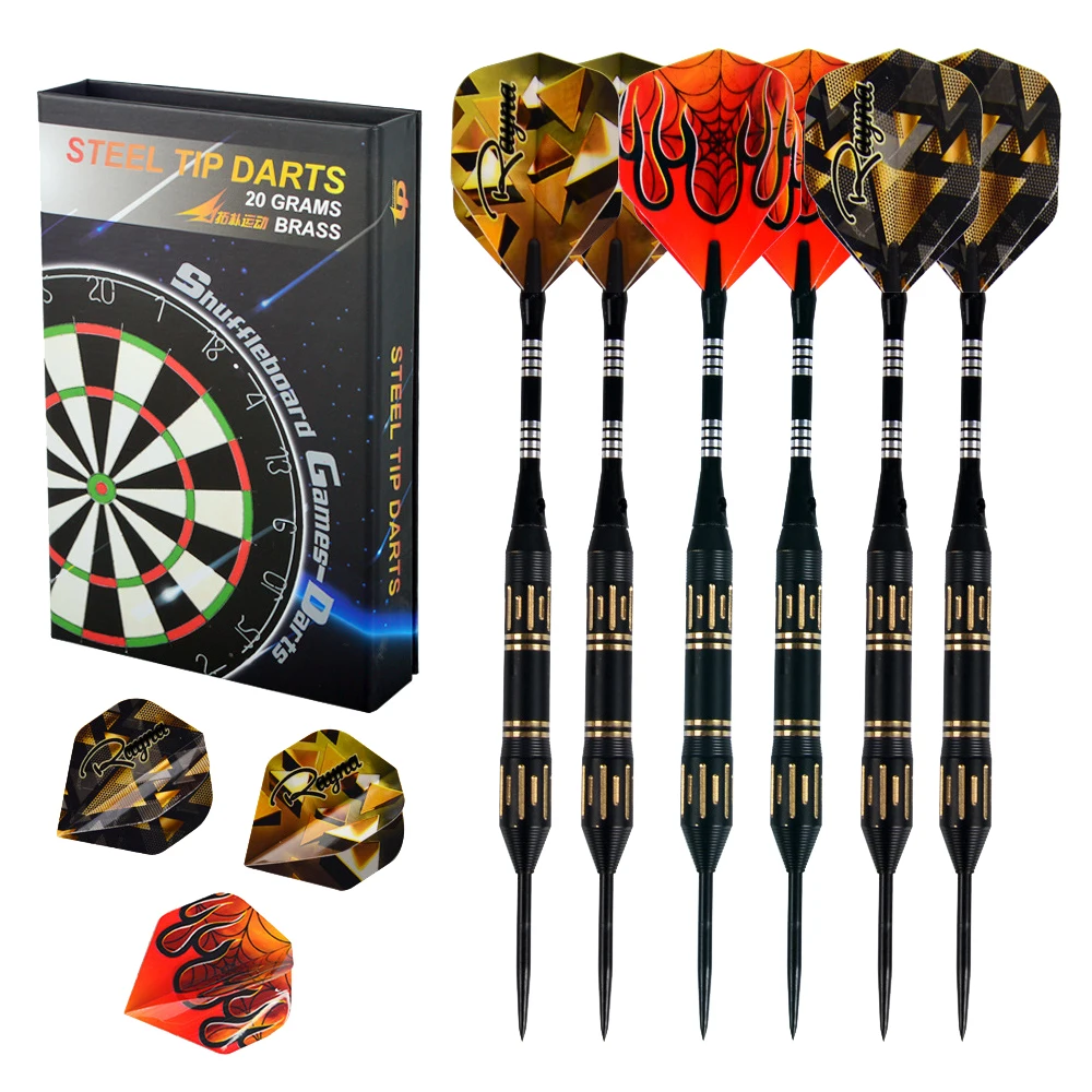 6-pcs Steel Tip Darts Set Professional 20g Brass Barrels with 6 Aluminum Shafts 9 Flights 1 Case for Bars Competition Party
6-pcs Steel Tip Darts Set Professional 20g Brass Barrels with 6 Aluminum Shafts 9 Flights 1 Case for Bars Competition Party