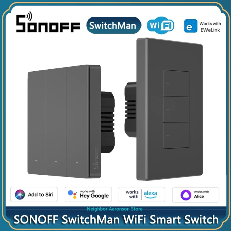 

SONOFF SwitchMan M5 US/EU WiFi Smart Light Switch 120/80/86 Type 1/2/3 Gang Wall Switch eWelink Via Alexa Google Home Alice