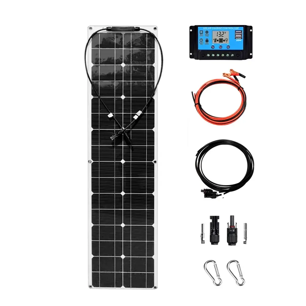 50W 100W Monocrystalline Flexible Solar Panel Kit 12V Battery Charger System For Home Camping Car RV Boat Off-grid Applications
50W 100W Monocrystalline Flexible Solar Panel Kit 12V Battery Charger System For Home Camping Car RV Boat Off-grid Applications