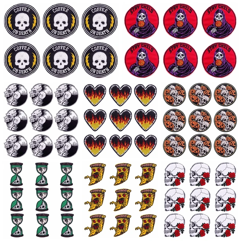 Pulaqi 10 PCS Wholesale Punk Skull Embroidered Patches For Clothing Stickers Heart Flame Patch iron On Patches On Clothes Badges
Pulaqi 10 PCS Wholesale Punk Skull Embroidered Patches For Clothing Stickers Heart Flame Patch iron On Patches On Clothes Badges