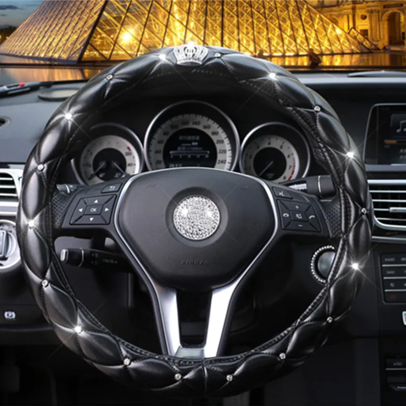 Fashion car steering wheel cover universal ladies diamonds cute four seasons universal steer wheel cover leather
Fashion car steering wheel cover universal ladies diamonds cute four seasons universal steer wheel cover leather