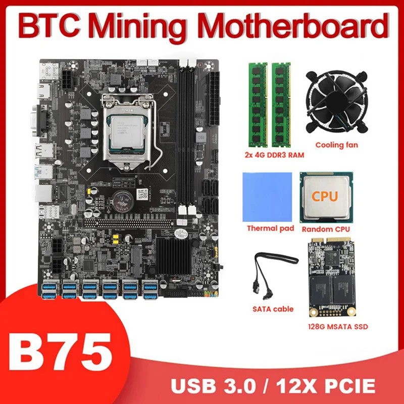 Материнская плата B75, материнская плата B75 12USB для майнинга BTC + ЦП + 2x4G DDR3 ОЗУ + 128G SSD + вентилятор ЦП + термопад + кабель SATA 12 GPU LGA1155
Материнская плата B75, материнская плата B75 12USB для майнинга BTC + ЦП + 2x4G DDR3 ОЗУ + 128G SSD + вентилятор ЦП + термопад + кабель SATA 12 GPU LGA1155