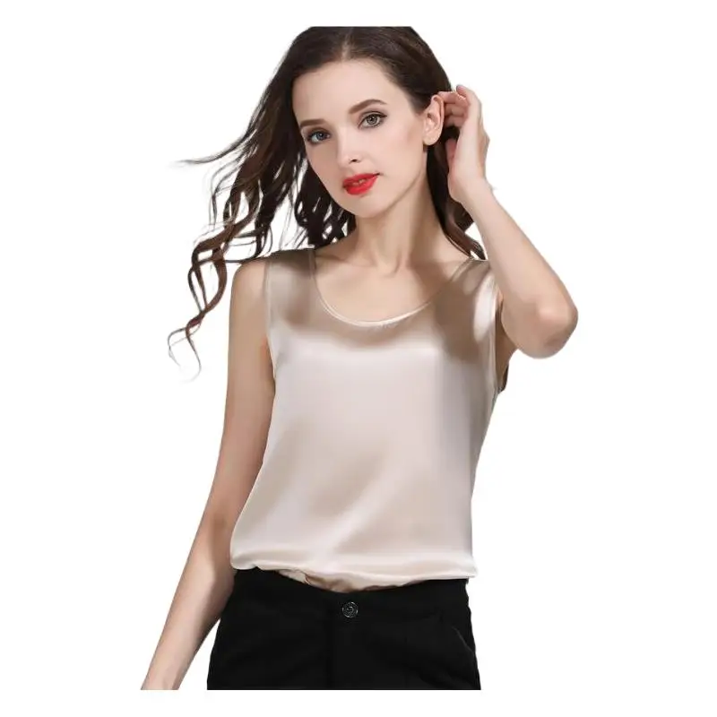 Quality 100% Pure Silk Classical Camisole Tank Top For Women Summer Sleeveless O Neck Vest Shirt New Fashion Temperament Tops
Quality 100% Pure Silk Classical Camisole Tank Top For Women Summer Sleeveless O Neck Vest Shirt New Fashion Temperament Tops