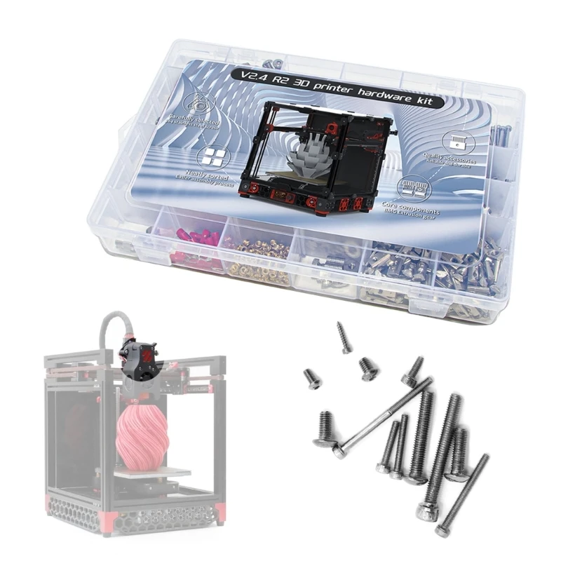 Complete Fastener Kit For Voron 0.1/2.4/Trident 3D Printer Machine DIY Project Fasteners Screws Nuts Full Kits Accessory
Complete Fastener Kit For Voron 0.1/2.4/Trident 3D Printer Machine DIY Project Fasteners Screws Nuts Full Kits Accessory