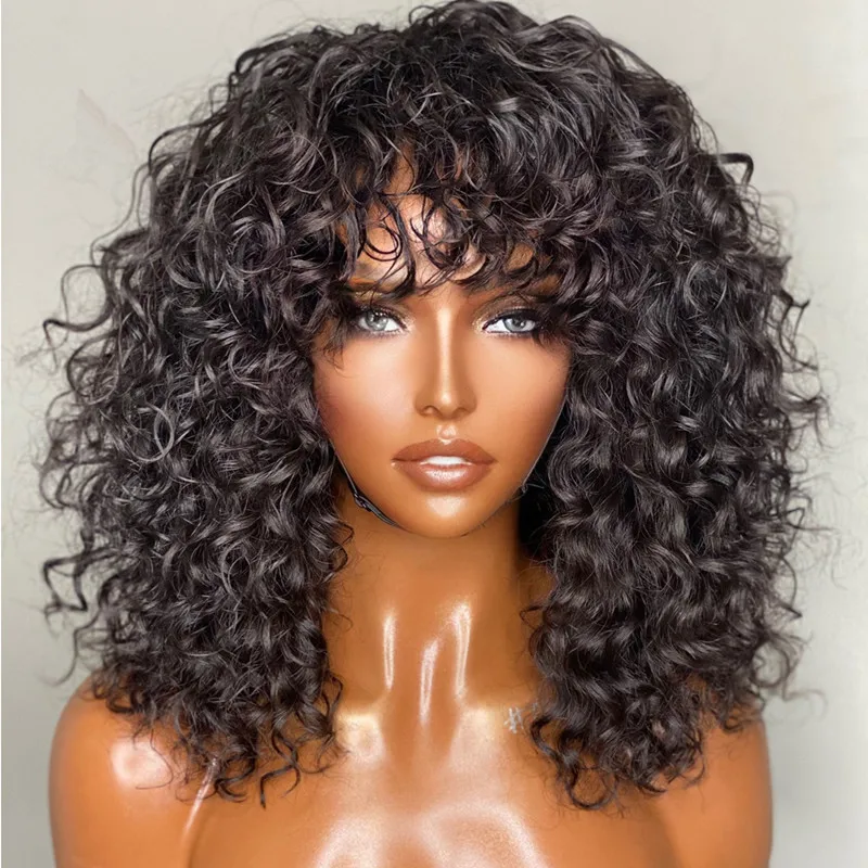 Natural Black 26 Inch Kinky Curly Machine Wig With Bangs For Black Women High Temperature Fiber Cosplay Glueless Daily Use Wig
Natural Black 26 Inch Kinky Curly Machine Wig With Bangs For Black Women High Temperature Fiber Cosplay Glueless Daily Use Wig