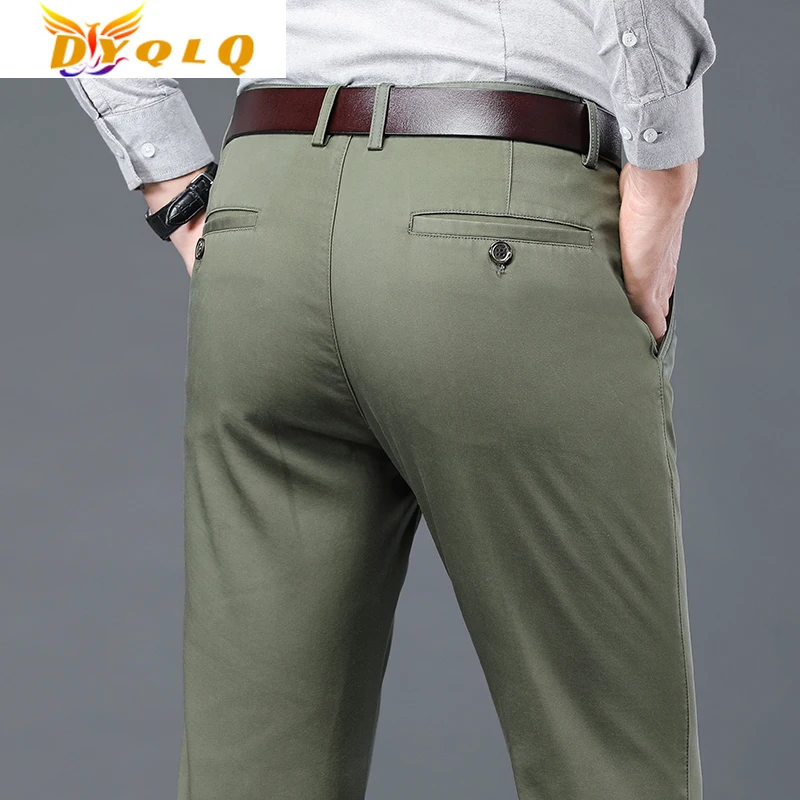 

2022 Summer Thin Men's Casual Pants Straight Regular Business Cotton Blend Elasticity Comfortable Trousers Clothing Black Khaki