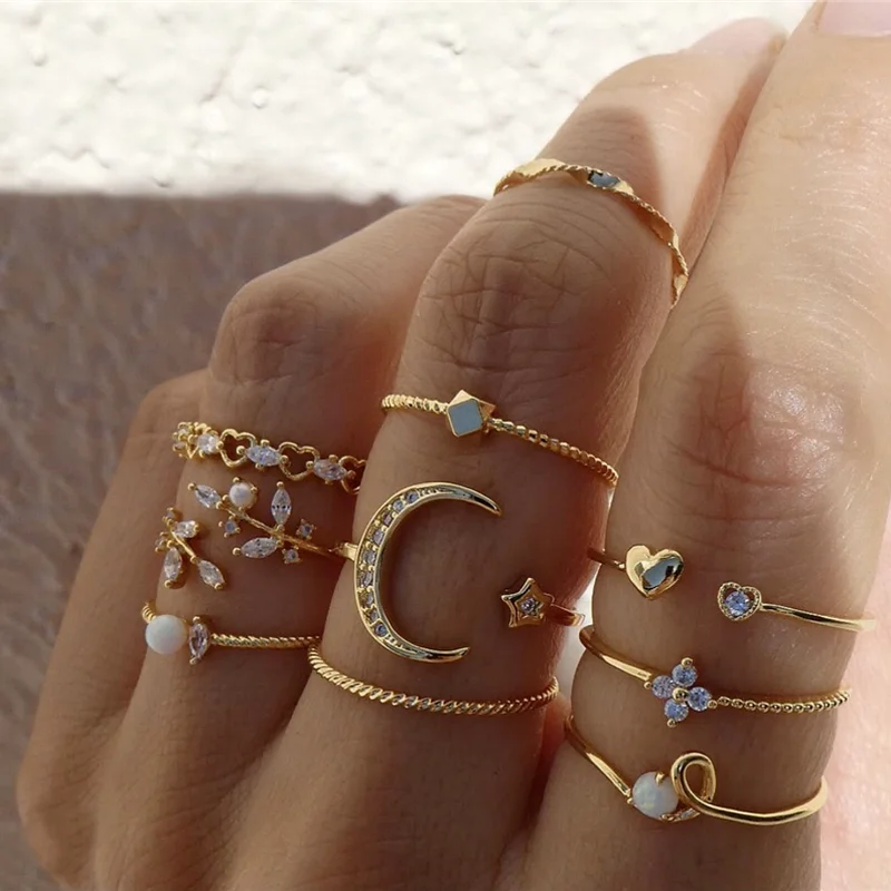 Wholesale Pearl Ring Rhinestone Women Star Moon Rhinestone Ring for Girl Bride Gift
Wholesale Pearl Ring Rhinestone Women Star Moon Rhinestone Ring for Girl Bride Gift
