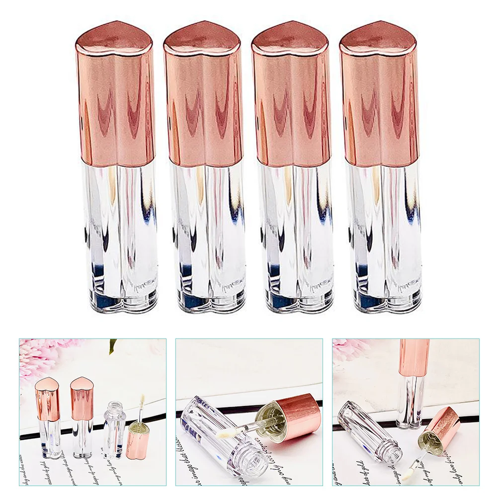 

4 Pcs Lip Gloss Empty Bottle Toiletry Containers Lipstick Tubes Bottles Plastic DIY Travel Balm Refillable