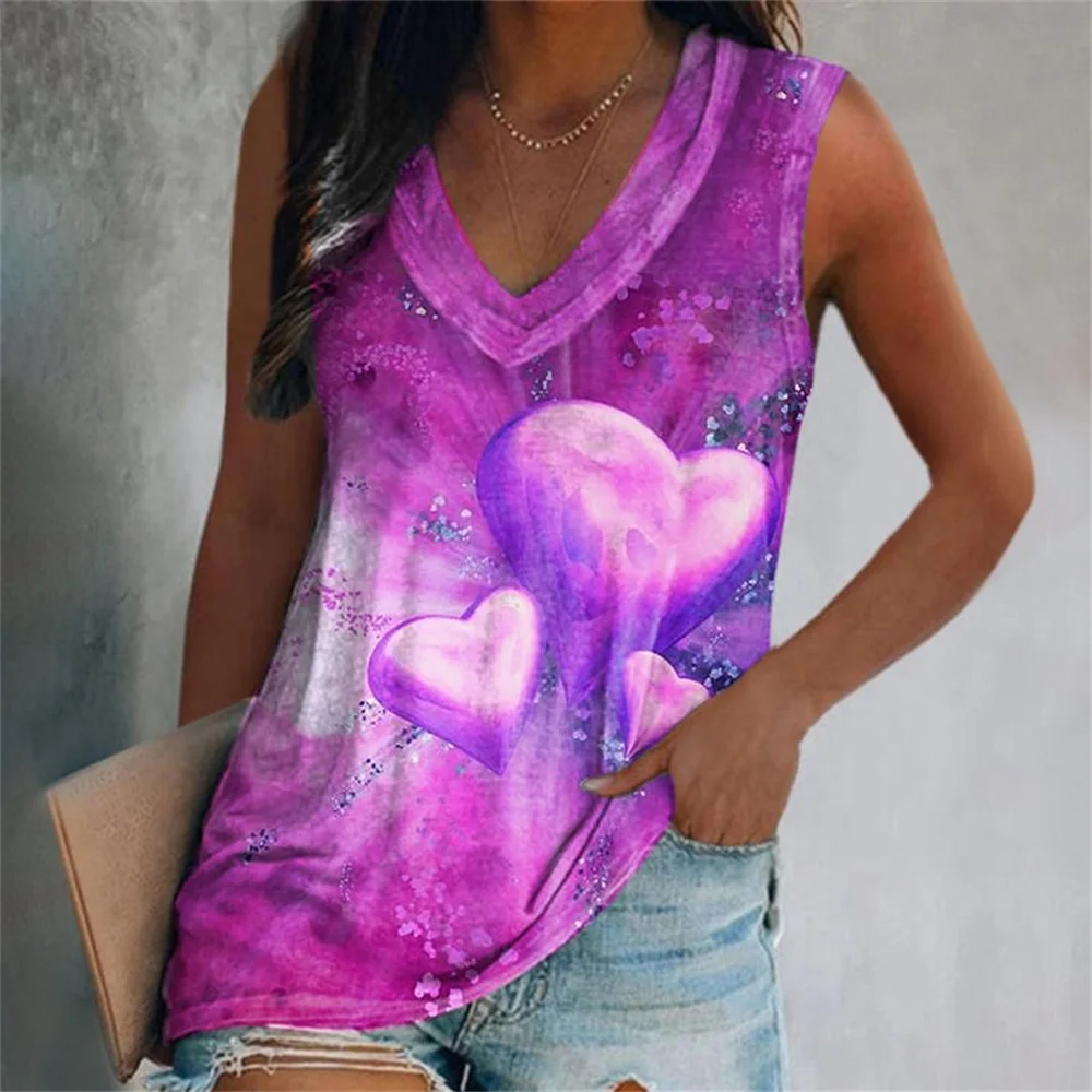 Women Fashion Casual Loose Vest Summer Sleeveless V-Neck Women Clothing T-Shirt Ladies Tie Dye Heart Print High Street Tank Top
Women Fashion Casual Loose Vest Summer Sleeveless V-Neck Women Clothing T-Shirt Ladies Tie Dye Heart Print High Street Tank Top