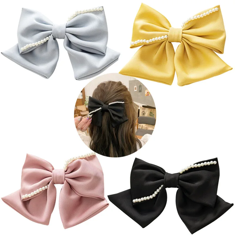 Elegant Pearl Streamer Hair Bows Clips Women Ponytail Hairpin Pearl Satin Bowknot Grips Barrettes Top Head Headdress Headwear
Elegant Pearl Streamer Hair Bows Clips Women Ponytail Hairpin Pearl Satin Bowknot Grips Barrettes Top Head Headdress Headwear