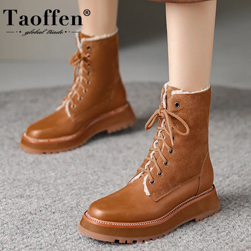 Taoffen 2023 New Arrival Women Ankle Boots Real Leather Winter Women'S Shoes Fashion Daily Ladies Short Boot Footwear Size 34-39
Taoffen 2023 New Arrival Women Ankle Boots Real Leather Winter Women'S Shoes Fashion Daily Ladies Short Boot Footwear Size 34-39