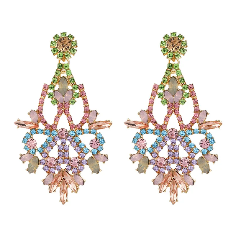 Fashion Exaggerated Female Geometric Colorful Crystal Hollow Flower Earrings for Women Party Jewelry 
Fashion Exaggerated Female Geometric Colorful Crystal Hollow Flower Earrings for Women Party Jewelry