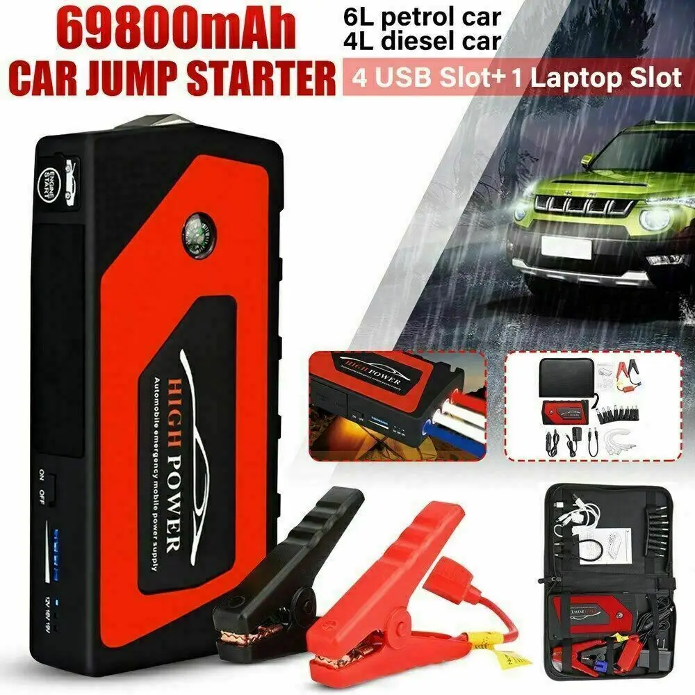 12V 69800mAh Car Jump Starter Portable USB Power Bank Battery Booster Clamp Emergency Power Kit Phone Charger Power Pack with Sm
12V 69800mAh Car Jump Starter Portable USB Power Bank Battery Booster Clamp Emergency Power Kit Phone Charger Power Pack with Sm