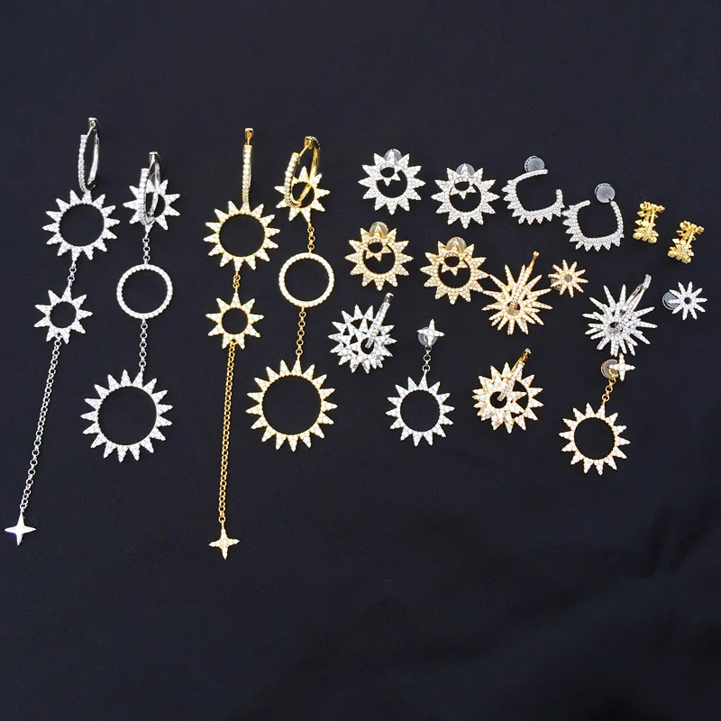 Amoo Sun Flower Gear Diamond Inlay S925 Sterling Silver Earrings Women Temperament Fashion Charm Shining Elegant Banquet Jewelry
Amoo Sun Flower Gear Diamond Inlay S925 Sterling Silver Earrings Women Temperament Fashion Charm Shining Elegant Banquet Jewelry