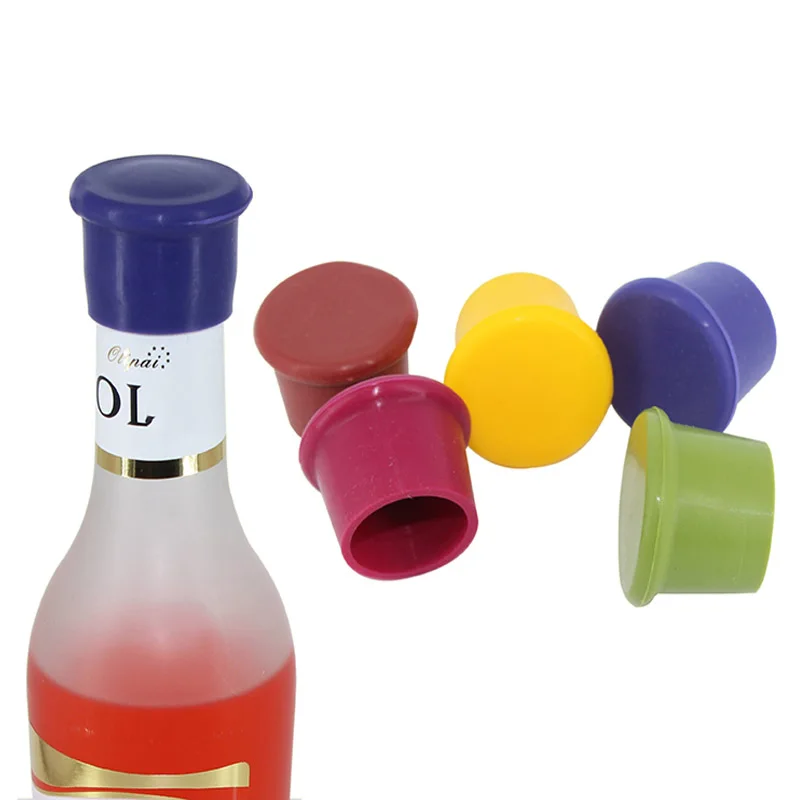 

5Pcs Food Grade Durable Flexible Silicone Leak Free Red Wine Champagne Bottle Cap Stopper Sealers Beverage Closures Bar Tools