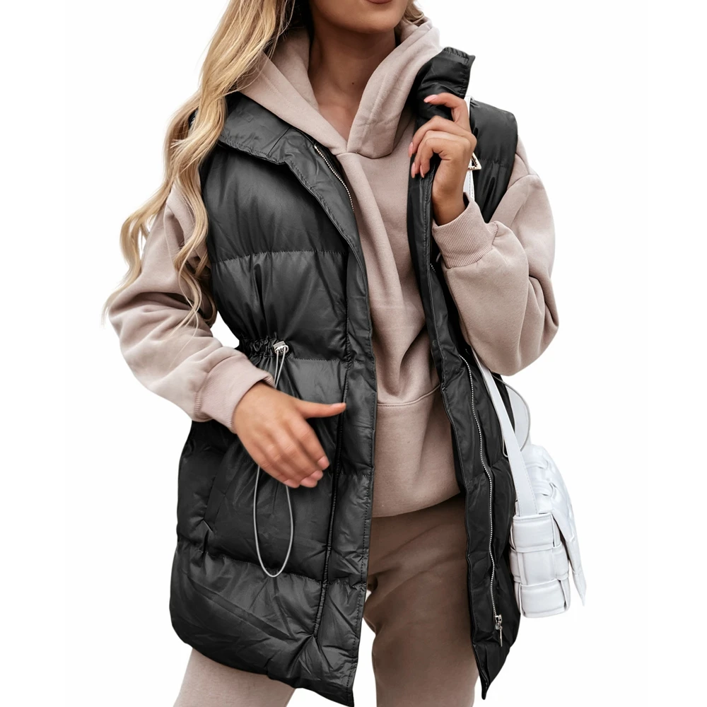Wepbel Mid-Length Vest Parkas Outwear Sleeveless Drawstring Loose Pockets Zipped Cotton-Padded Jacket Vest Outwear Winter Coats
Wepbel Mid-Length Vest Parkas Outwear Sleeveless Drawstring Loose Pockets Zipped Cotton-Padded Jacket Vest Outwear Winter Coats