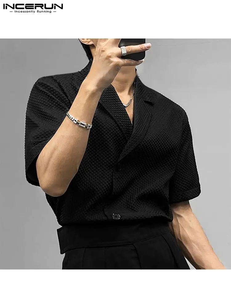 INCERUN Men Shirt Solid Color Folds Streetwear Lapel Short Sleeve Button Casual Men Clothing 2022 Fashion Korean Shirts S-5XL
INCERUN Men Shirt Solid Color Folds Streetwear Lapel Short Sleeve Button Casual Men Clothing 2022 Fashion Korean Shirts S-5XL