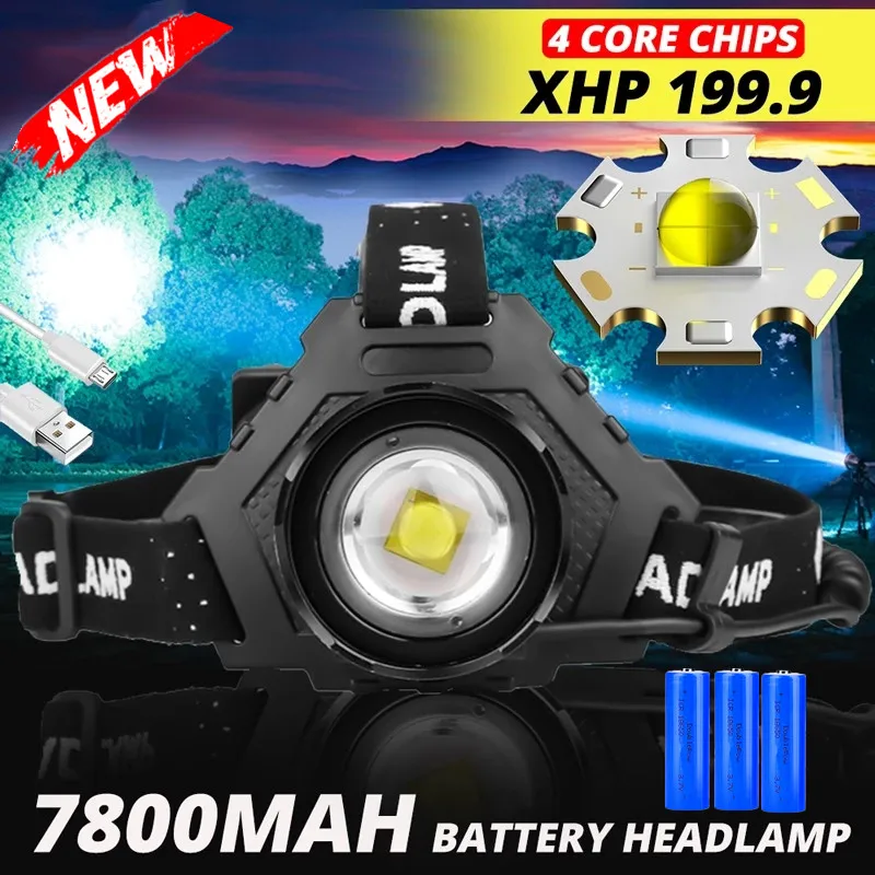 Most Powerful XHP199.9 LED Headlamp 7800mAh 18650 Fishing Light USB Head Lampe Zoom Hiking Bicycle Light Power Bank 20000LM
Most Powerful XHP199.9 LED Headlamp 7800mAh 18650 Fishing Light USB Head Lampe Zoom Hiking Bicycle Light Power Bank 20000LM