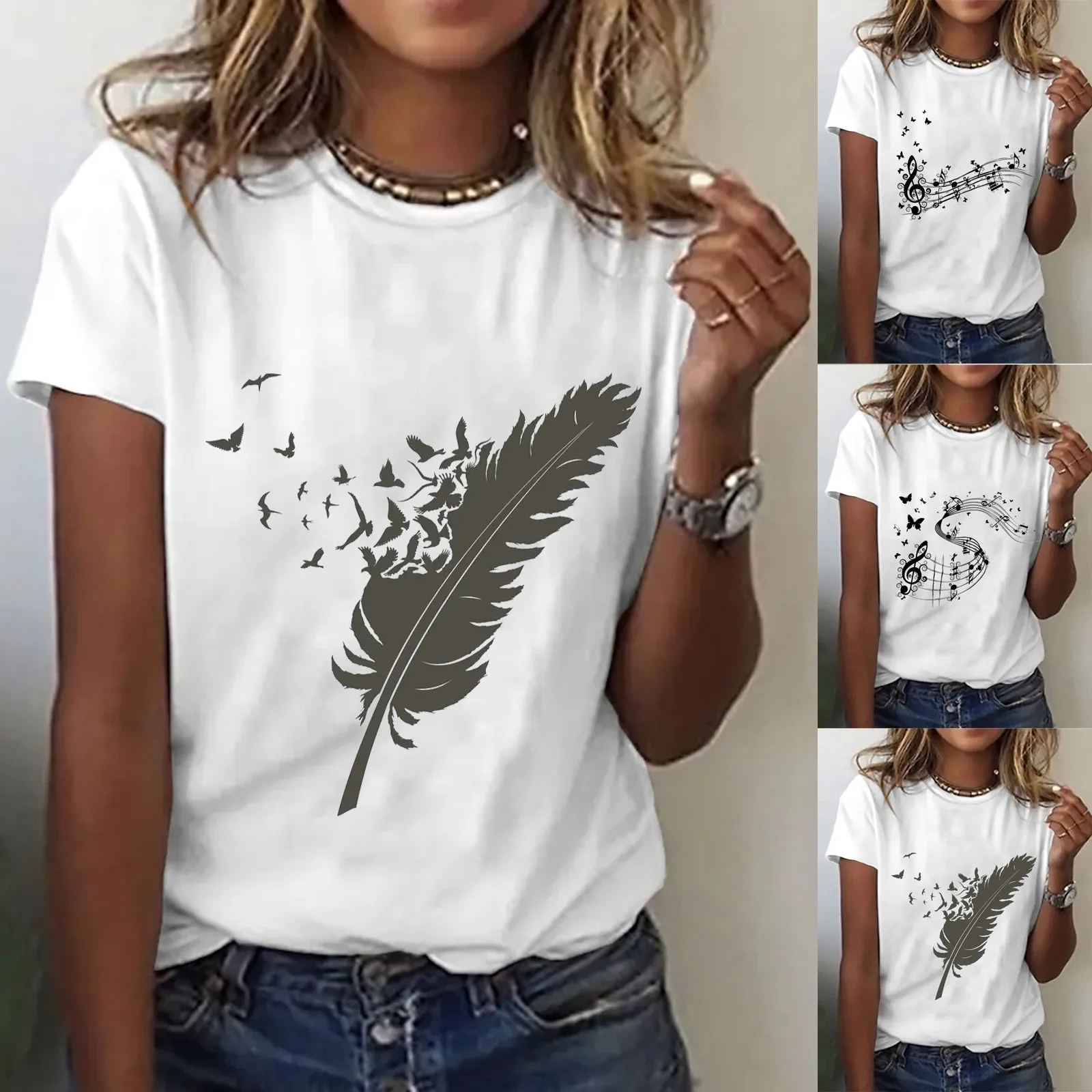 Women Casual Fashion Print T Shirt Short Sleeve Shirt Loose Blouse Tops daily All- fitness Aesthetic T Shirt 
Women Casual Fashion Print T Shirt Short Sleeve Shirt Loose Blouse Tops daily All- fitness Aesthetic T Shirt