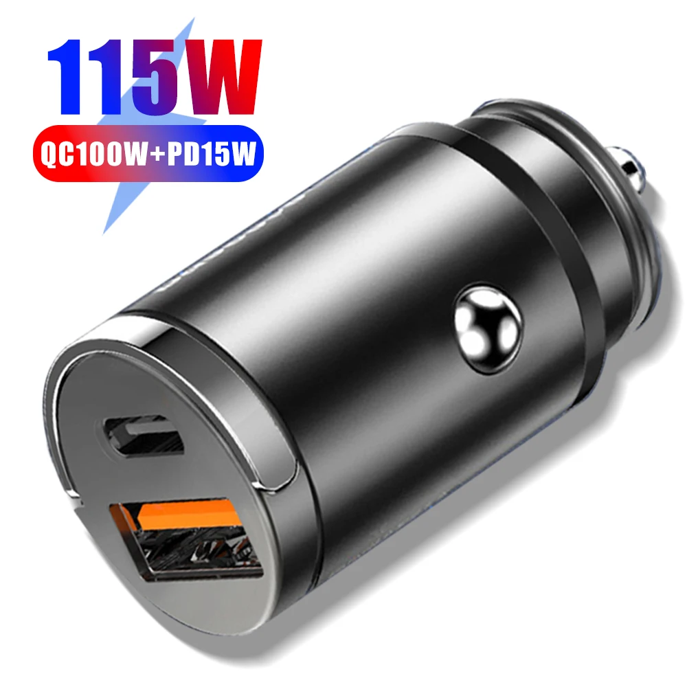 115W Super Fast Charging Car Charger PD15W Fast Mobile Phone Charger 2-in-1 QC3.0 Cigarette Lighter Adapter for IPhone Huawei
115W Super Fast Charging Car Charger PD15W Fast Mobile Phone Charger 2-in-1 QC3.0 Cigarette Lighter Adapter for IPhone Huawei