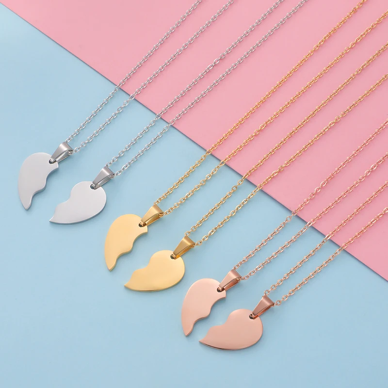 Fnixtar 5Pairs/Lot Broken Heart Stitching Pendant Necklace Mirror Polish Stainless Steel Heart DIY Custoimz BFF Necklaces
Fnixtar 5Pairs/Lot Broken Heart Stitching Pendant Necklace Mirror Polish Stainless Steel Heart DIY Custoimz BFF Necklaces