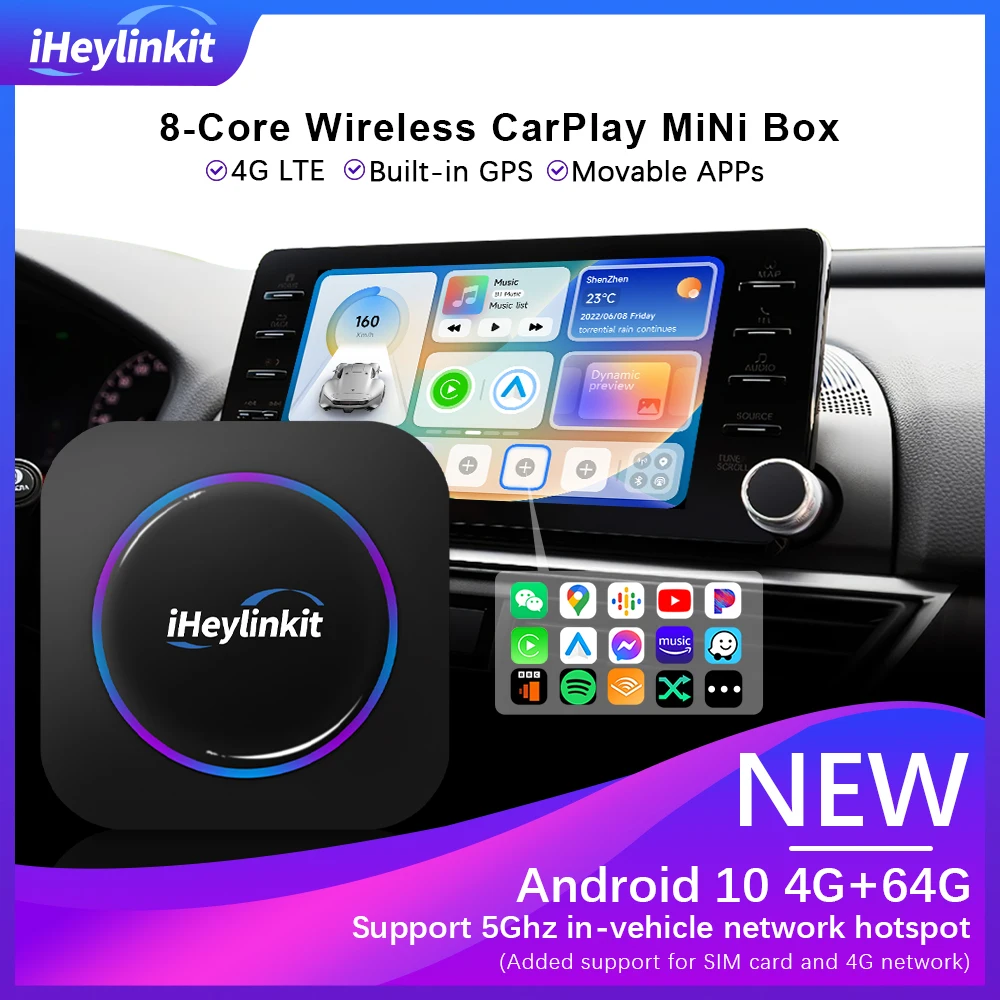 iHeylinkit Mini Ai Box Apple CarPlay Wireless Android Auto Custom UI Interface Mobile Apps Netflix YouTube 4G LTE Smart Link GPS
iHeylinkit Mini Ai Box Apple CarPlay Wireless Android Auto Custom UI Interface Mobile Apps Netflix YouTube 4G LTE Smart Link GPS