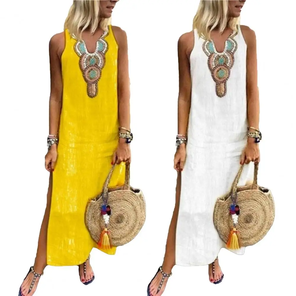 Long Dress Attractive Comfy V-Neck Vintage Printing Collar Summer Vest Dress for Vacation Vest Dress Long Dress
Long Dress Attractive Comfy V-Neck Vintage Printing Collar Summer Vest Dress for Vacation Vest Dress Long Dress