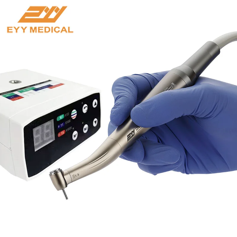 EYY Dental Brushless Electric LED Micro Motor Contra Angle Handpiece 1:5 Fiber Optical Red Ring Dentistry Clinical Instrument
EYY Dental Brushless Electric LED Micro Motor Contra Angle Handpiece 1:5 Fiber Optical Red Ring Dentistry Clinical Instrument