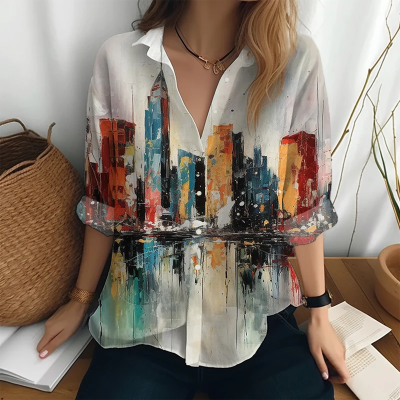 Осенняя Модная Повседневная рубашка, уличная Свободная рубашка, однобортная рубашка большого размера с городским отражением, рубашка с 3D принтом
Осенняя Модная Повседневная рубашка, уличная Свободная рубашка, однобортная рубашка большого размера с городским отражением, рубашка с 3D принтом