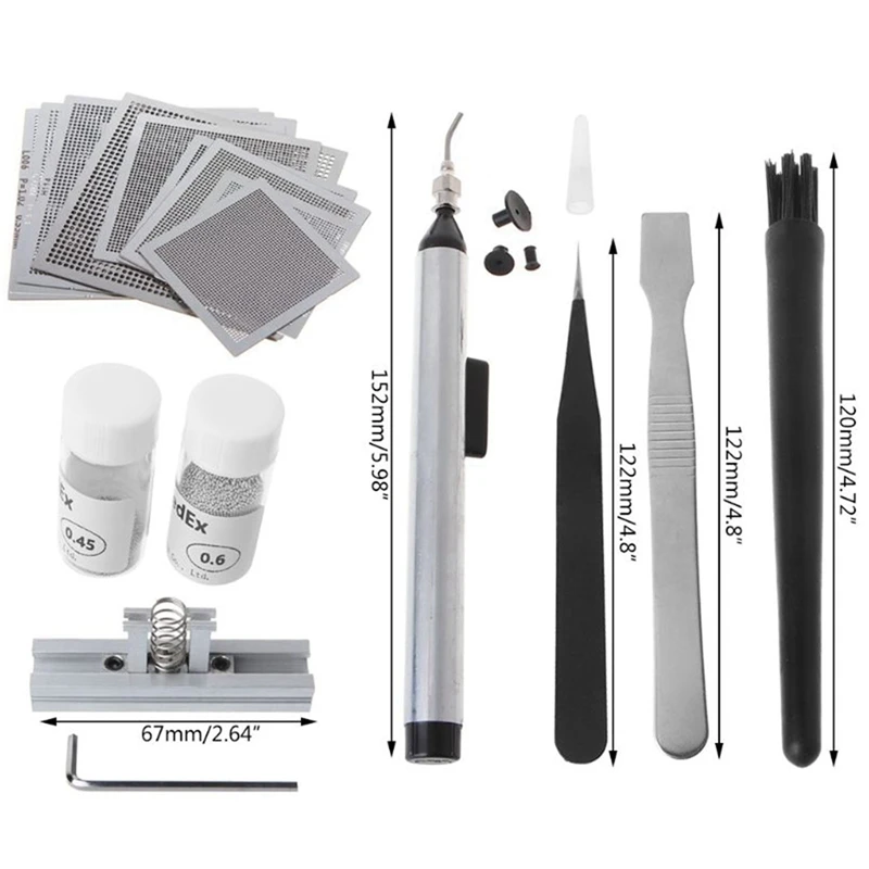 2X BGA Reballing Directly Heat Stencils Solder Paste Tin Balls Station Steel Mesh BGA Reball Kit For SMT Rework Repair
2X BGA Reballing Directly Heat Stencils Solder Paste Tin Balls Station Steel Mesh BGA Reball Kit For SMT Rework Repair