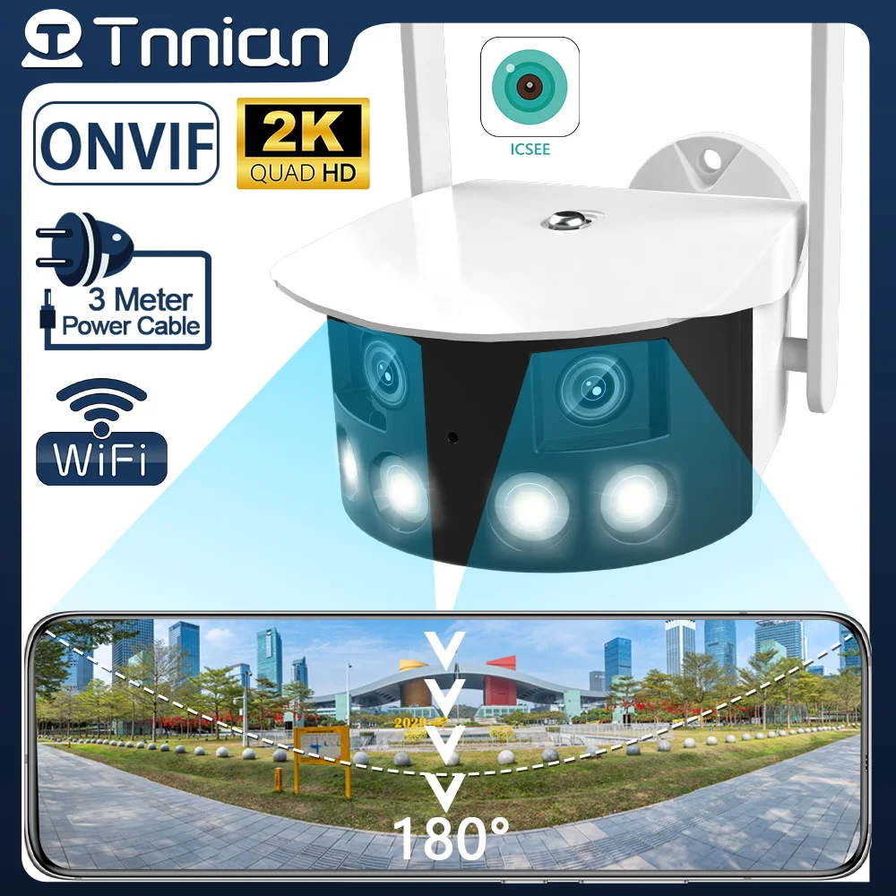 Tnnian 2K 4MP Dual Lens Security Camera 180 ° Ultra Wide Angle WIFI Outdoor Motion Detection Color Night Vision IP Camera iCsee
Tnnian 2K 4MP Dual Lens Security Camera 180 ° Ultra Wide Angle WIFI Outdoor Motion Detection Color Night Vision IP Camera iCsee