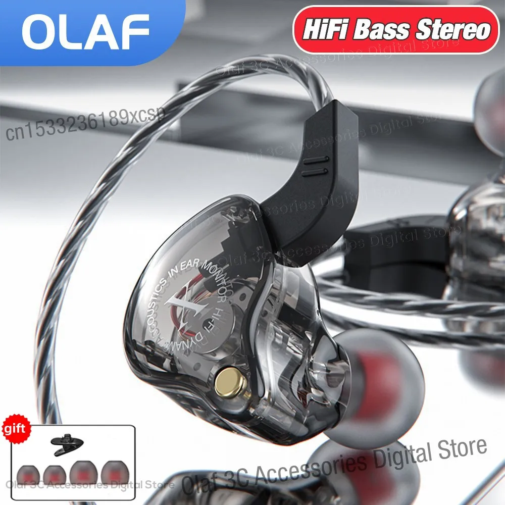 

OLAF 3.5mm Jack Wired Headphones HiFi Bass Stereo Gaming Earphone Handsfree Noise Cancelling Earbuds In-ear Headset With Mic