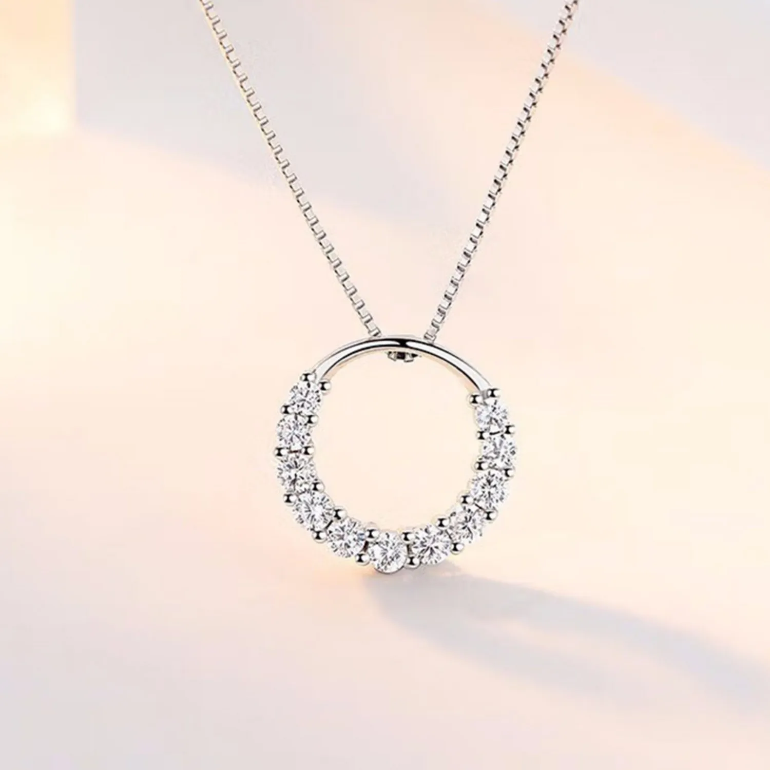 New Fashion Jewelry 925 Sterling Silver Circle Pendant Necklace Geometric Cubic Zirconia Hollow Ring Pendant Necklace For Women
New Fashion Jewelry 925 Sterling Silver Circle Pendant Necklace Geometric Cubic Zirconia Hollow Ring Pendant Necklace For Women