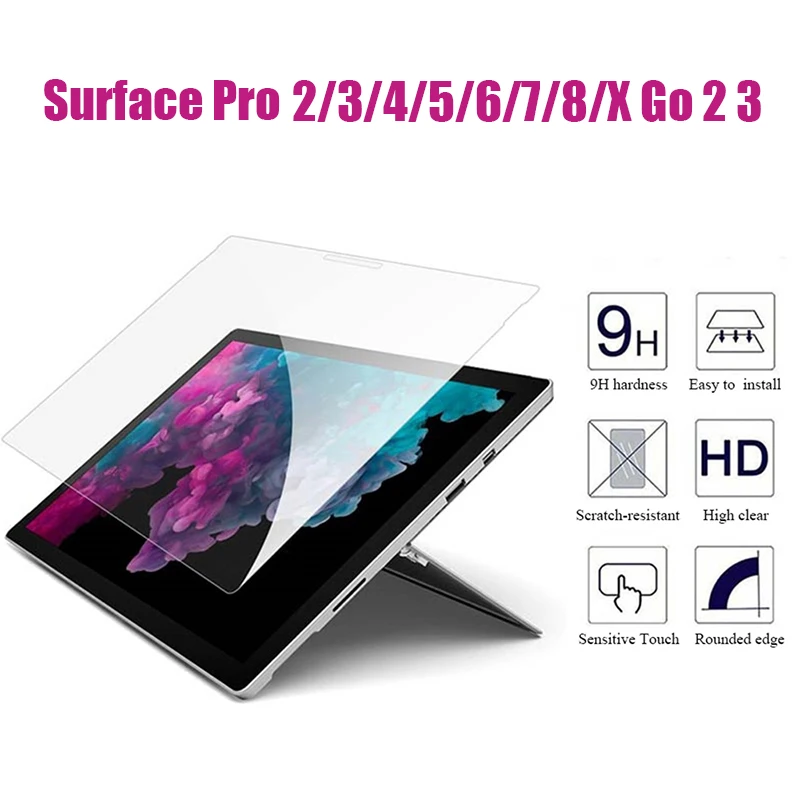 

Tempered Glass For Microsoft Surface Pro 8 7 6 5 4 3 2 X Go 2 Protective Film Screen Protector For Pro7 ProX Pro6 Pro5 Pro4 Pro8