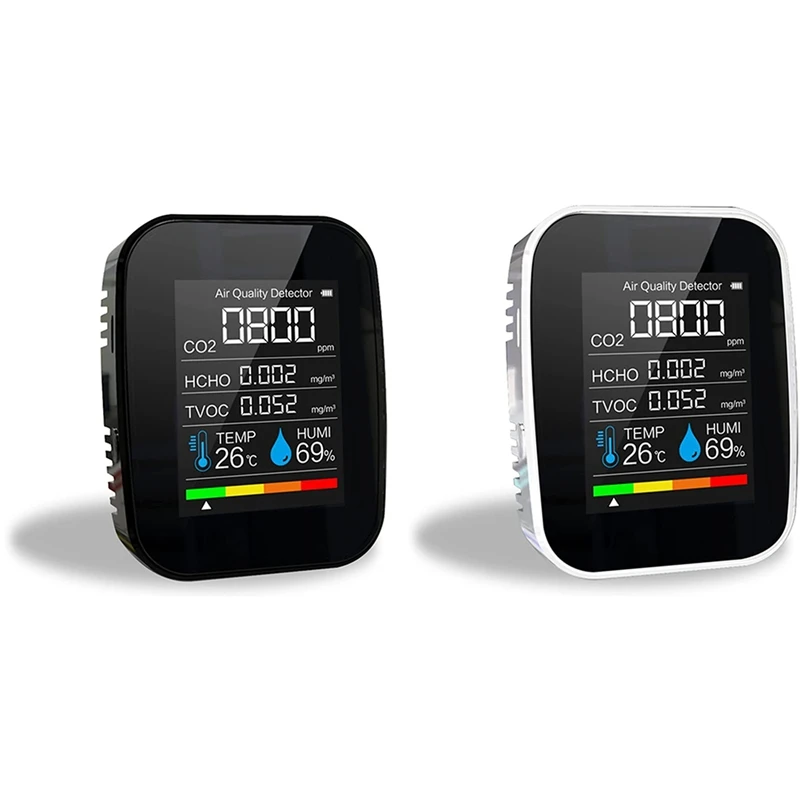 5 in 1 CO2 Meter Digital Temperature Humidity Sensor Tester Air Quality Monitor Carbon Dioxide TVOC HCHO Detector
5 in 1 CO2 Meter Digital Temperature Humidity Sensor Tester Air Quality Monitor Carbon Dioxide TVOC HCHO Detector