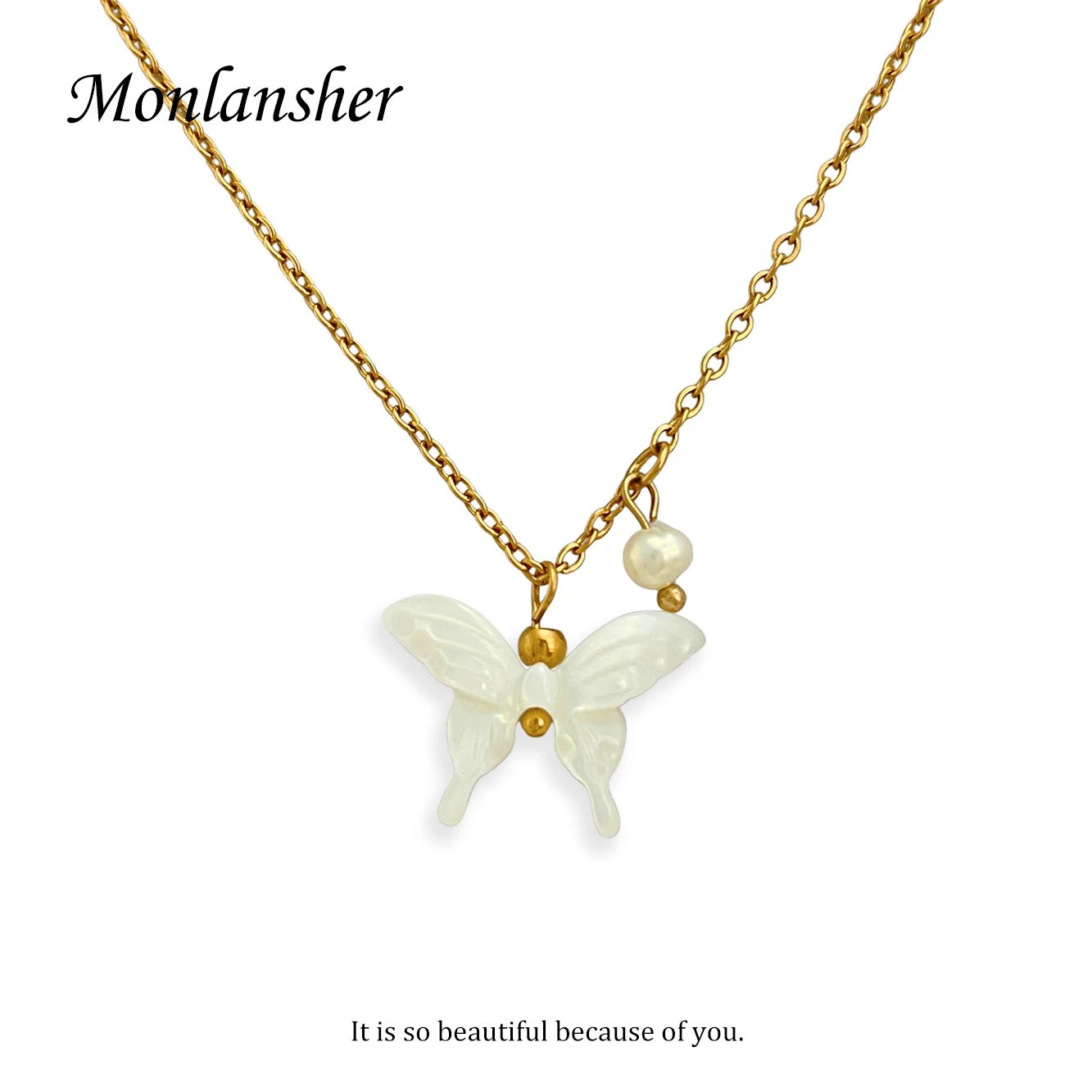 Monlansher Delicate Natural Shell Butterfly Small Pearl Pendant Necklace for Women Stainless Steel Chain Necklaces Jewelry Gift
Monlansher Delicate Natural Shell Butterfly Small Pearl Pendant Necklace for Women Stainless Steel Chain Necklaces Jewelry Gift