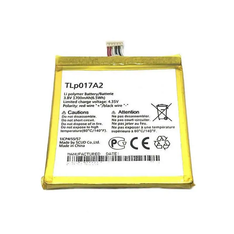 Аккумулятор для Alcatel OT-6012X/OT-6012D/OT-6014X/OT-6015X/OT-6016X/OT-6016D (TLp017A2/TLp017A1/TLi017A2) 1700 mAh |