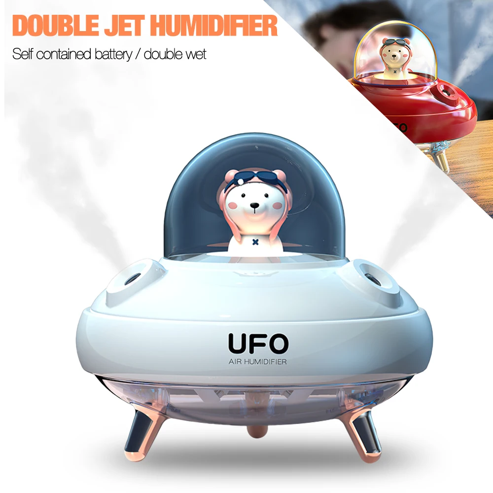 Dual Nozzle Portable Air Humidifier UFO Desktop Air Humidifier Wireless Air Freshener Silent Skin Moisturizer with Night Light
Dual Nozzle Portable Air Humidifier UFO Desktop Air Humidifier Wireless Air Freshener Silent Skin Moisturizer with Night Light